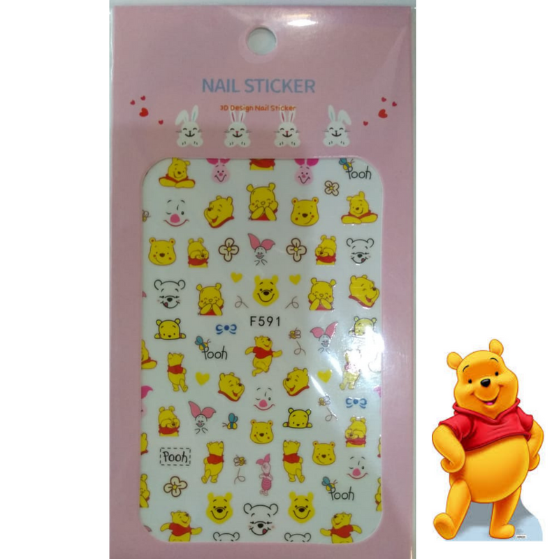 Calcomanias Stickers para Uñas Pooh 1 Pieza 2 Modelos a Escoger | lideres  en productos para uñas