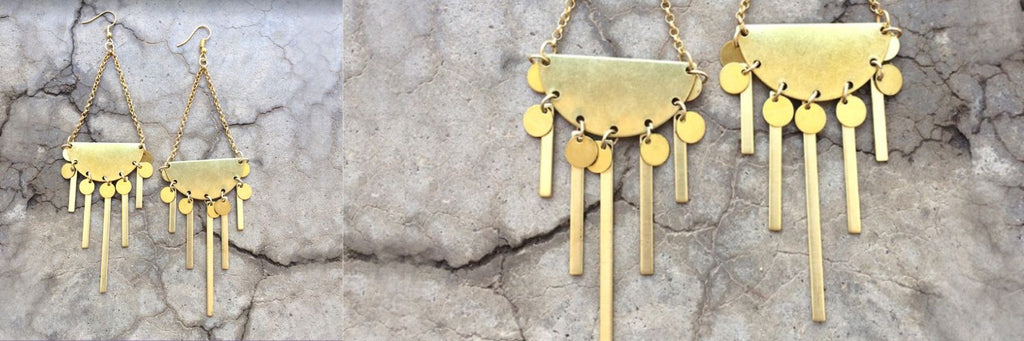 Meaningful Valentine's Day Gifts 2023 - moon and bars brass earrings