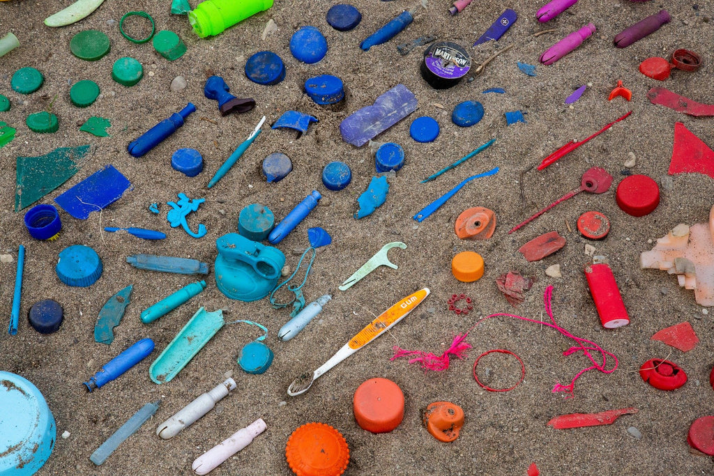 Plastic pollution on the beach