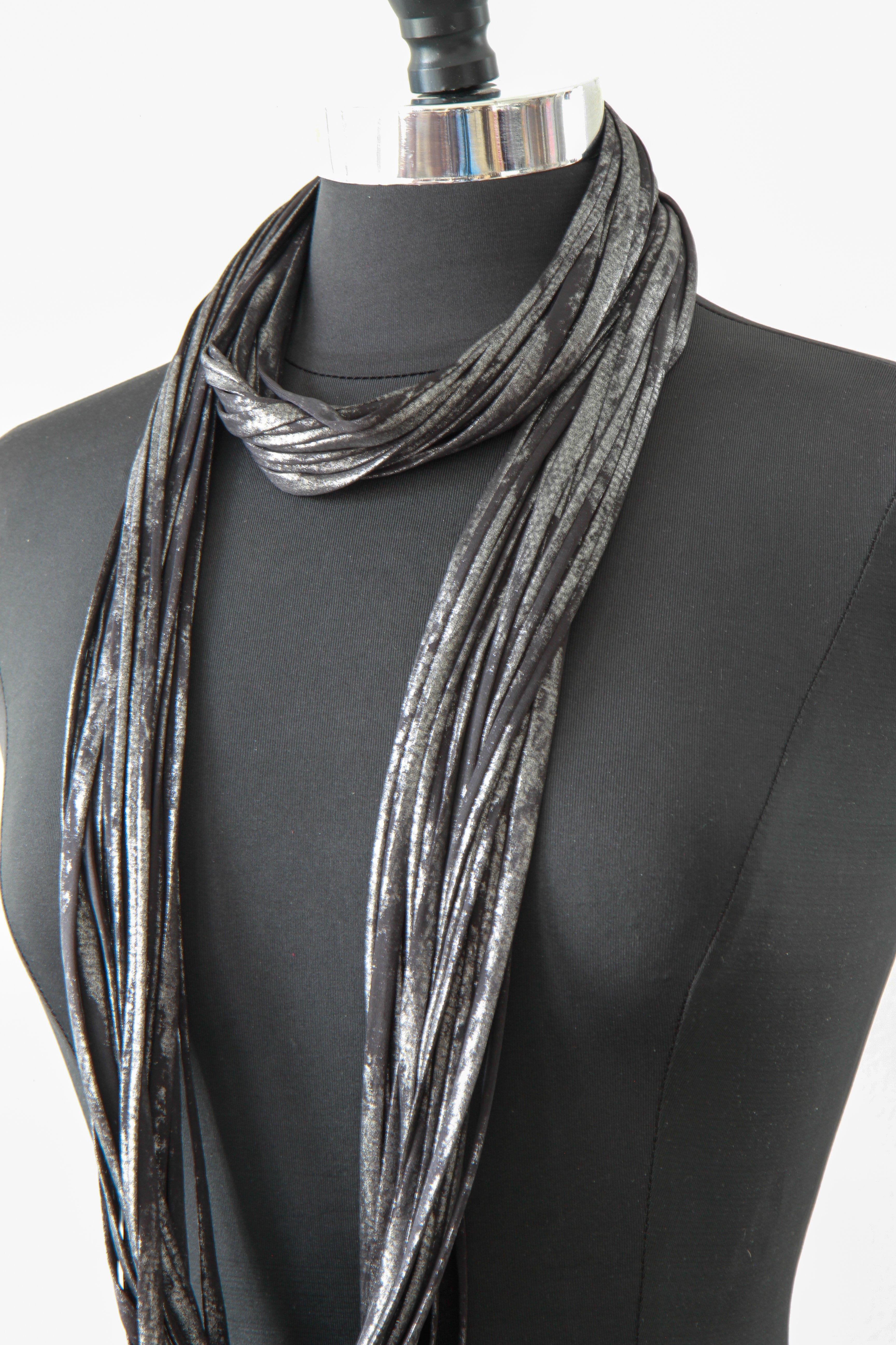 black and silver scarf