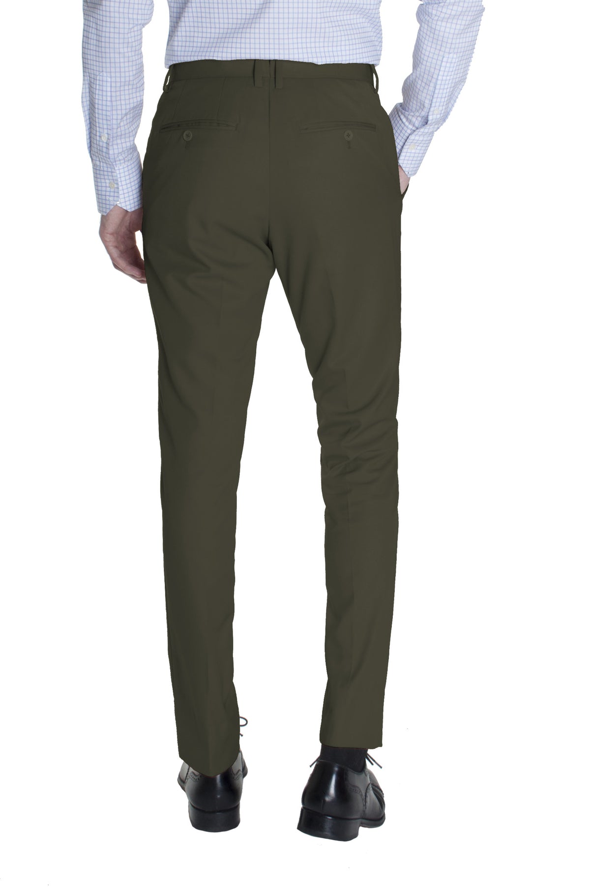 Olive Green Cotton Dress Pants - Acustom Apparel