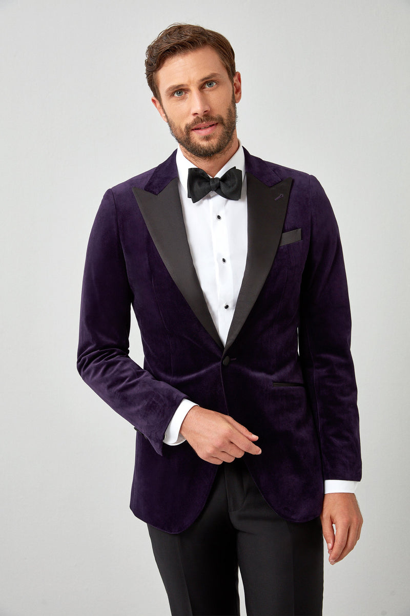 Velvet Dinner Jacket with Satin Lapel - Acustom Apparel