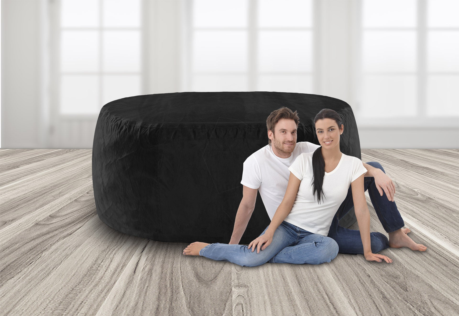 Premium Designer Striped Bean Bag Fur Couch Sofa Xxxl Size/ 6 Month  Warranty / Washable / Luxury/ Sky Blue Color