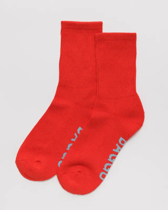 Baggu Ribbed Sock in Candy Apple