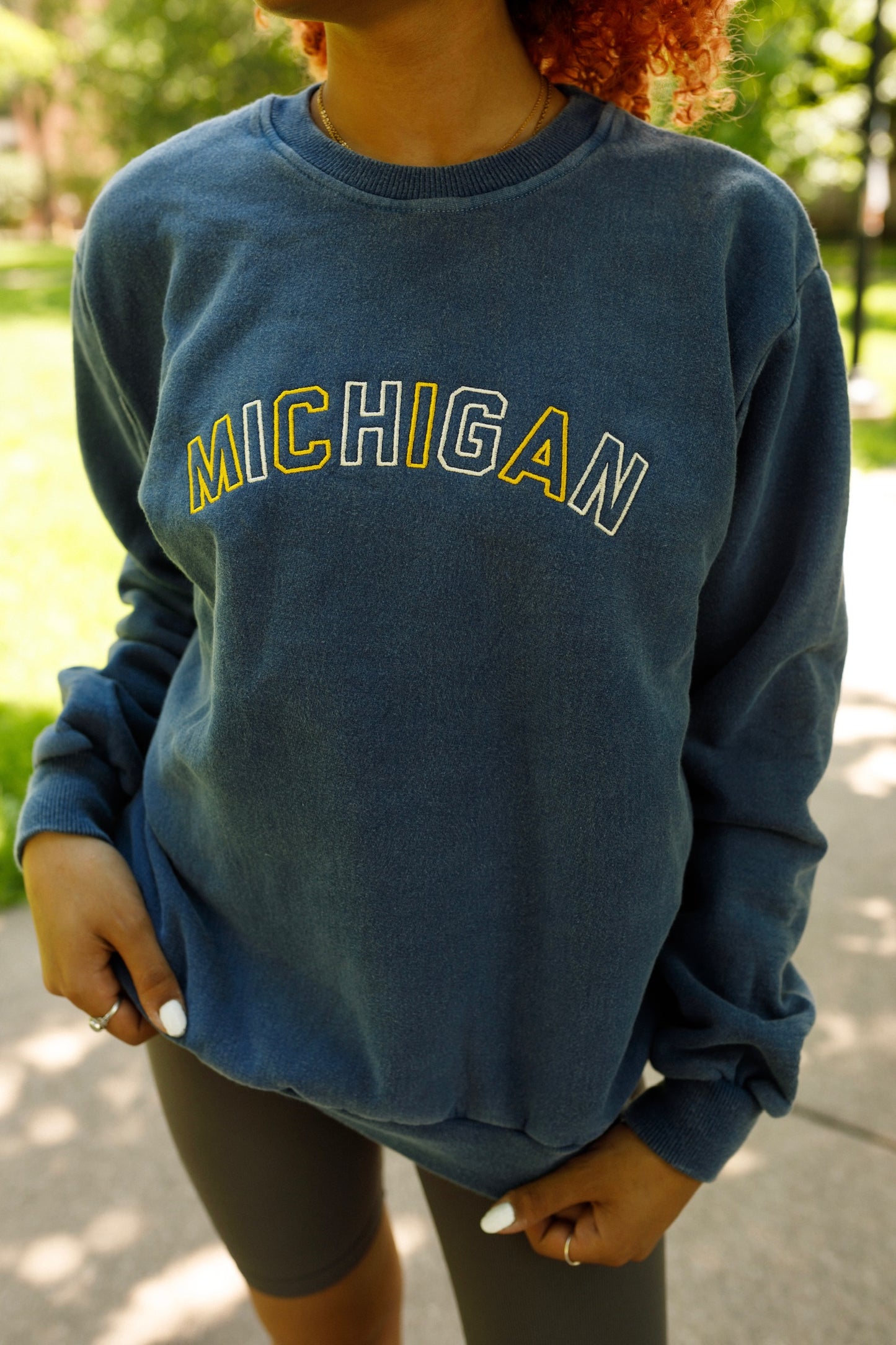 Fall Leaf Embroidered Crewneck Sweatshirt (CLOSEOUT) – Michigan