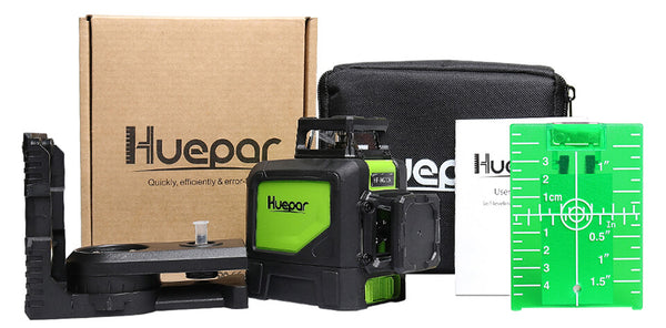 Huepar 902CG - Self-Leveling 360-Degree Cross Line Laser Level with Pulse  Mode and Magnetic Pivoting Base