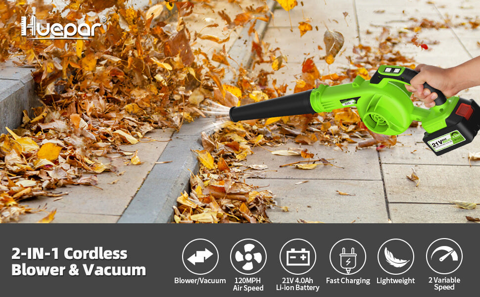 Cordless electric handheld leaf blower for blowing leaves and dust, vacuuming capabilities, with advanced Huepar technology, free shipping10