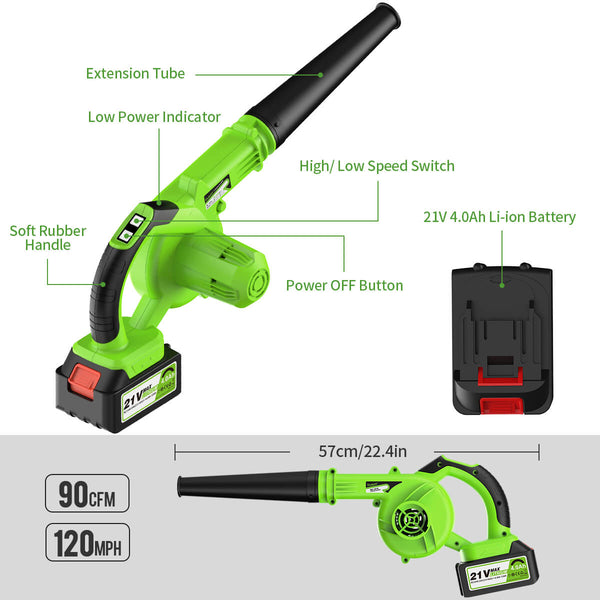 Cordless electric handheld leaf blower for blowing leaves and dust, vacuuming capabilities, with advanced Huepar technology, free shipping0