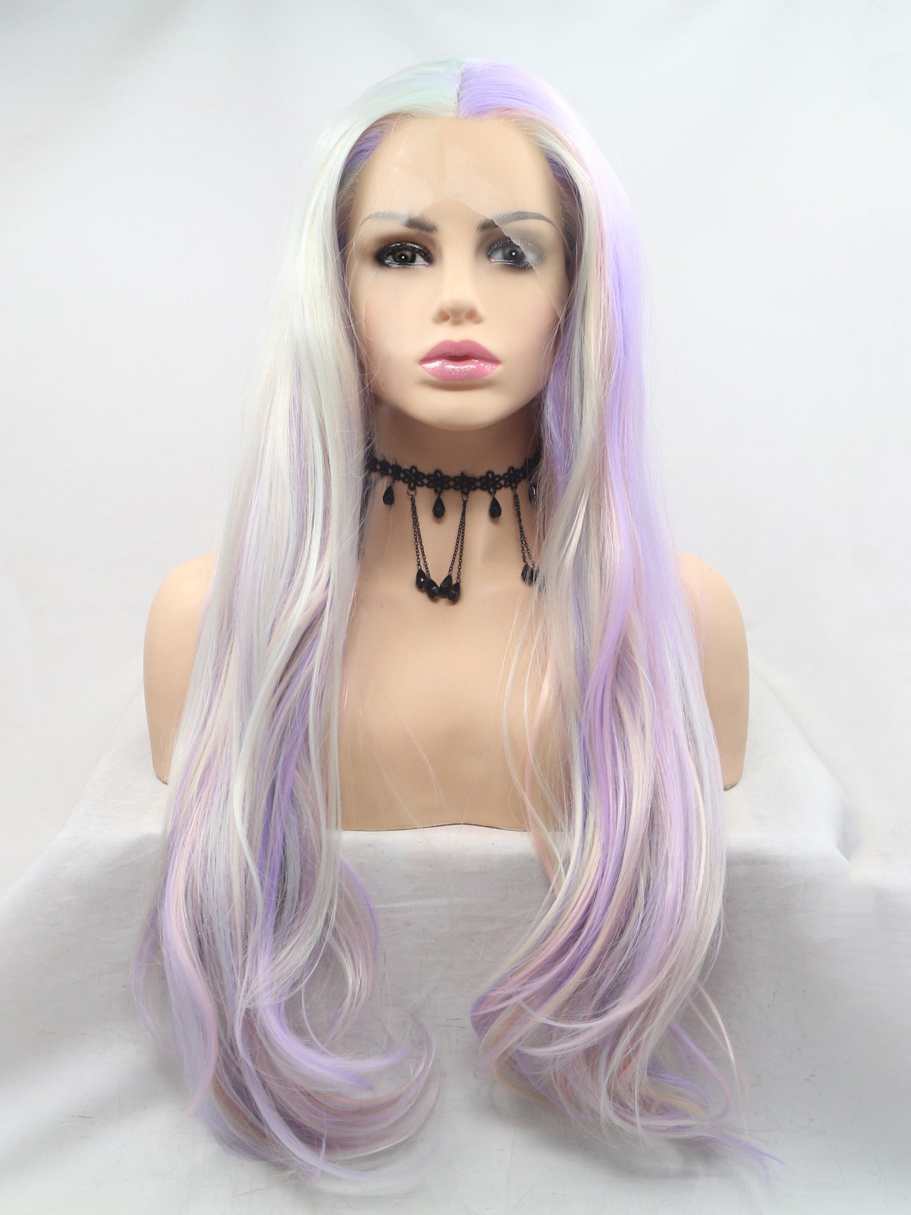 pastel rainbow lace front wig