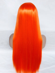 neon orange lace front wig