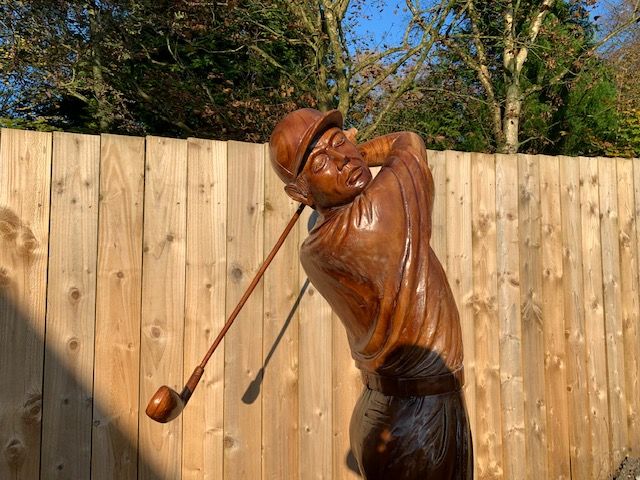High Quality Hand Carved Wooden Golfer John Cowell Limited 2236