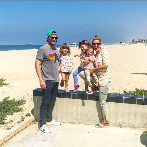 Erin McDermott White and family at Manhattan Beach, California.