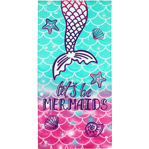 Let's be Mermaids 100% Cotton Velour Beach Towels 30" x 60" (Case of 12)