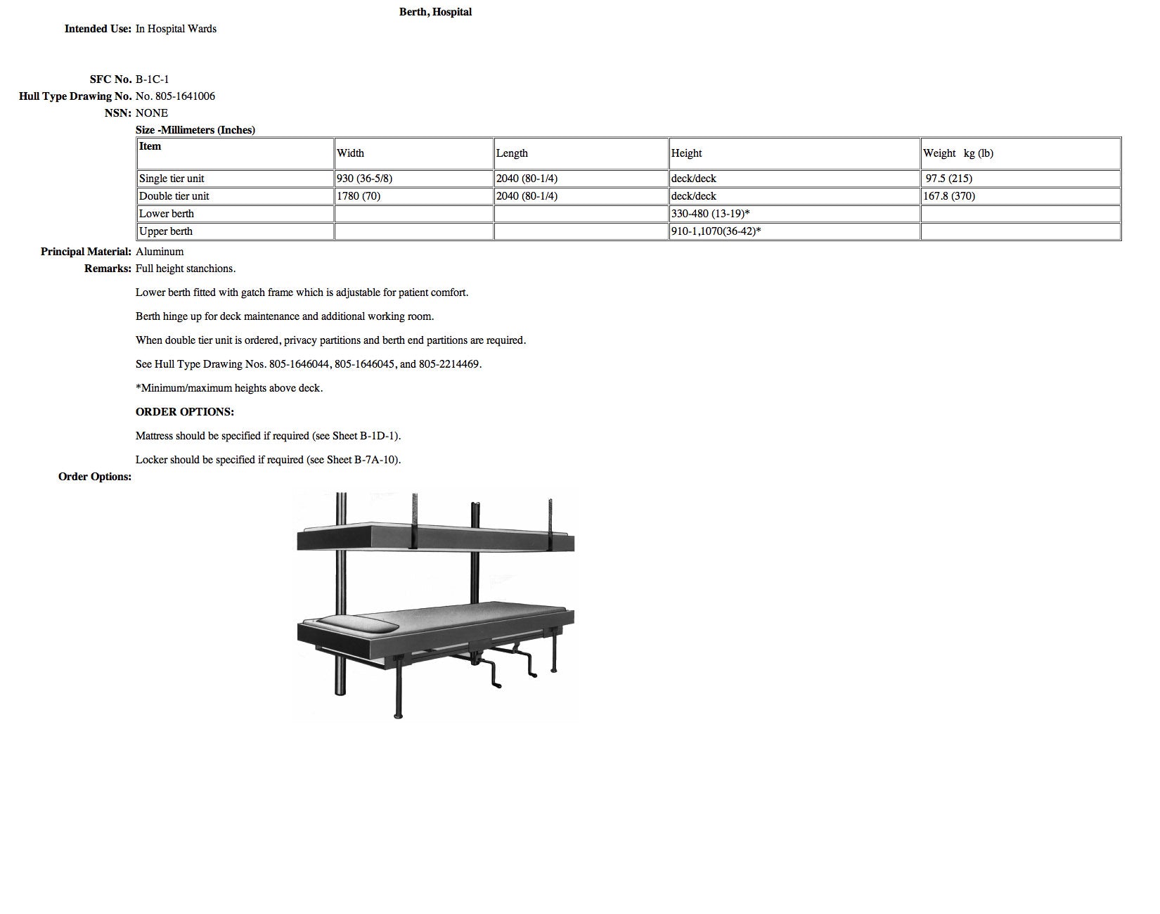 B-1C-1 berth, hospital