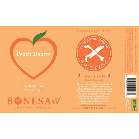 Bonesaw Peach Hearts Sour Ale – CraftShack - Buy craft beer online.