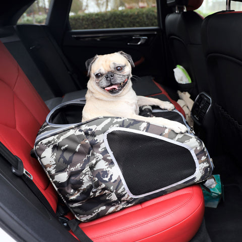 pug in army camo pet car seat and carrier