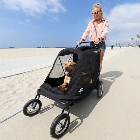 new black large dog stroller for dogs up to 133lbs