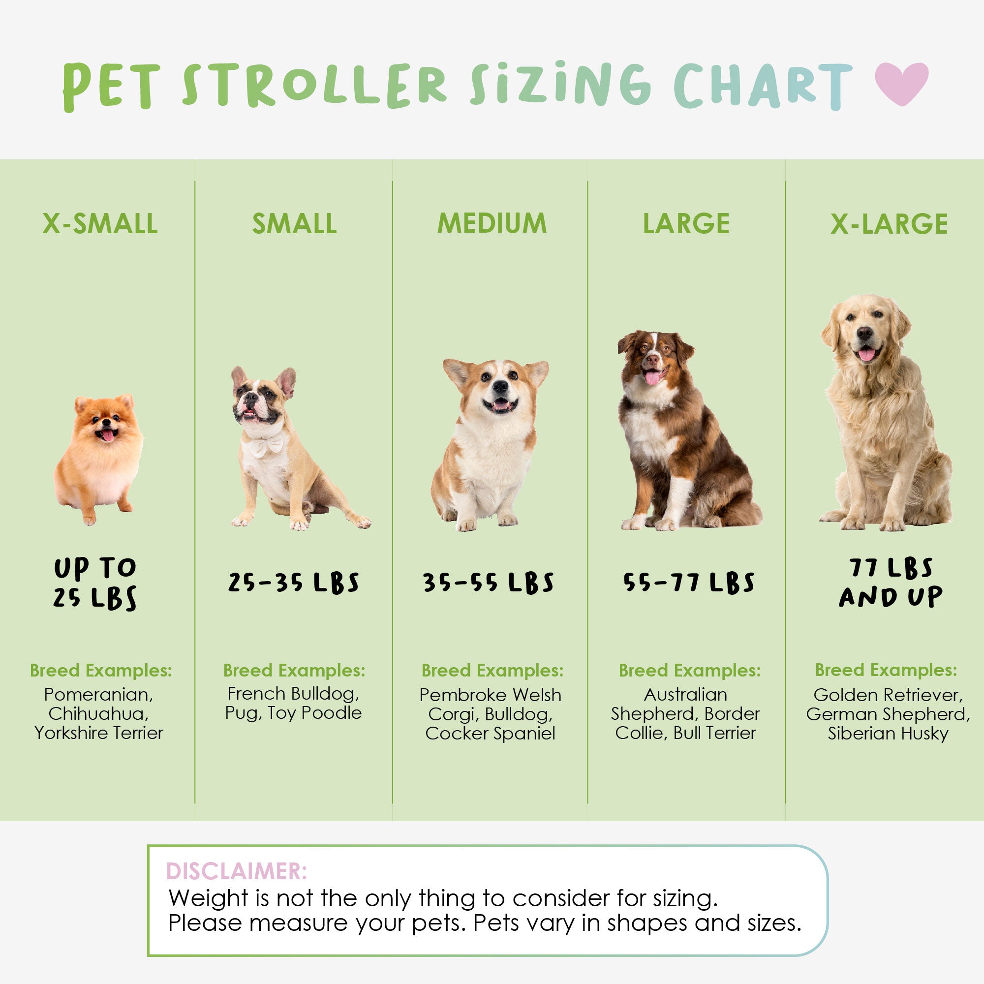 petique dog stroller size guide - silver circle pets