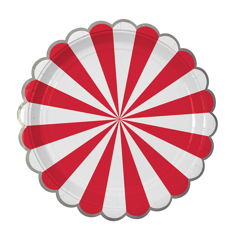 red and white paper plates