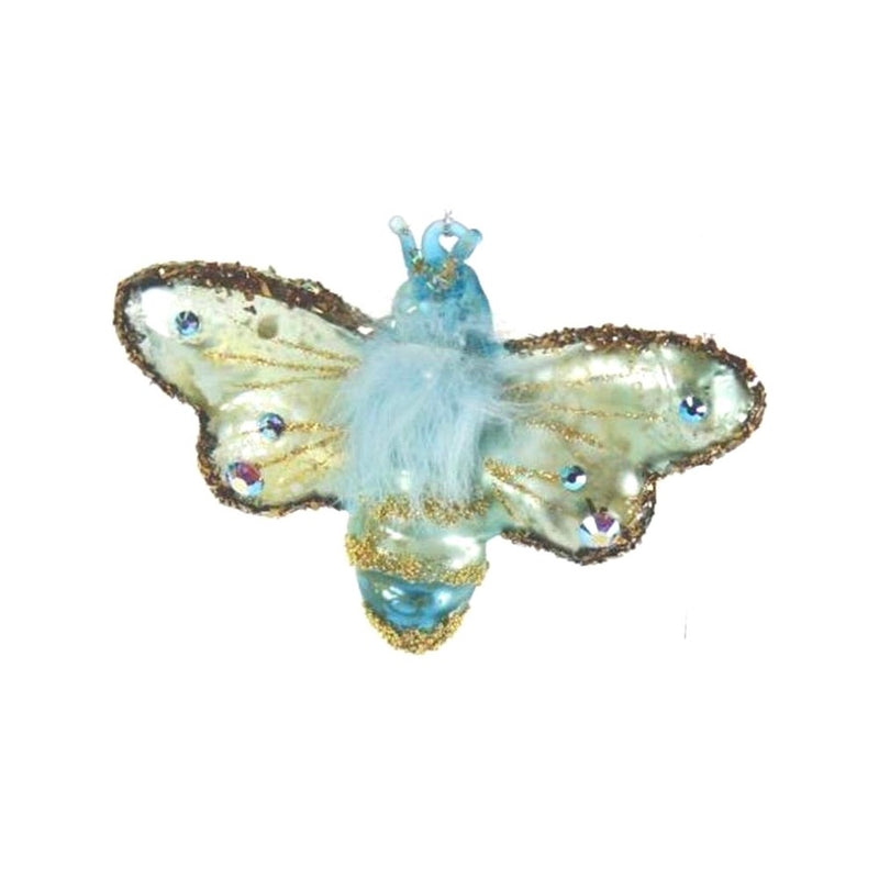 Cody Foster Pastel Jewelled Moth Glass Ornament - Aqua
