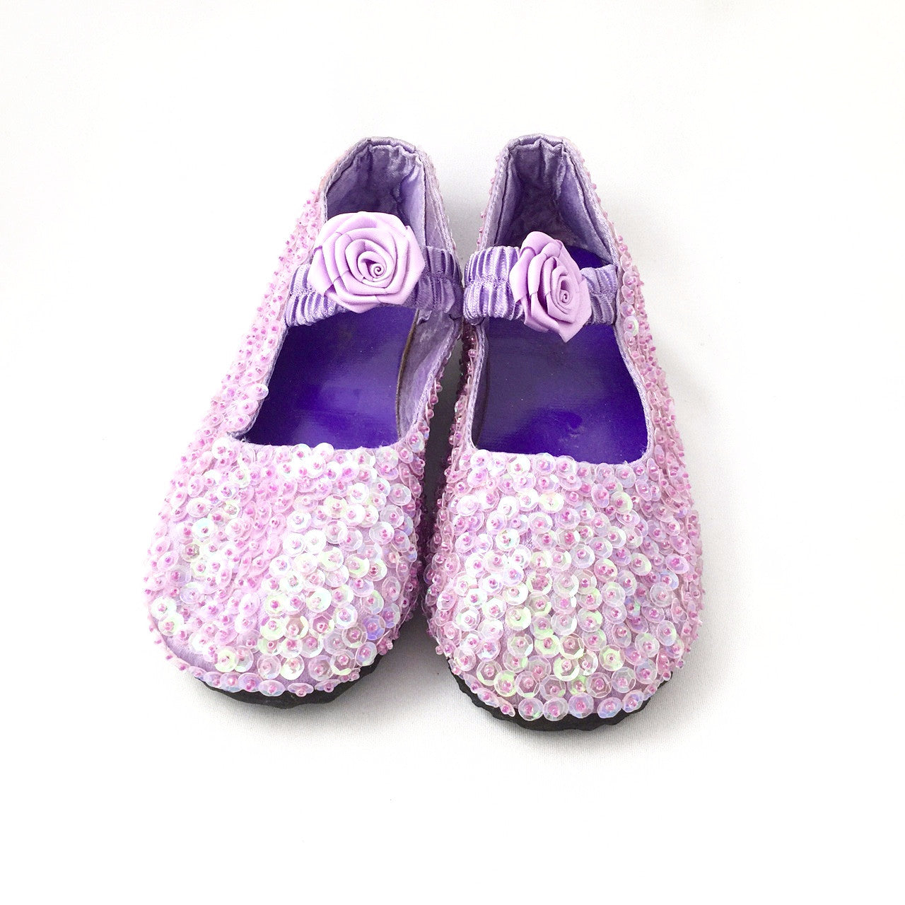 purple sequin shoes