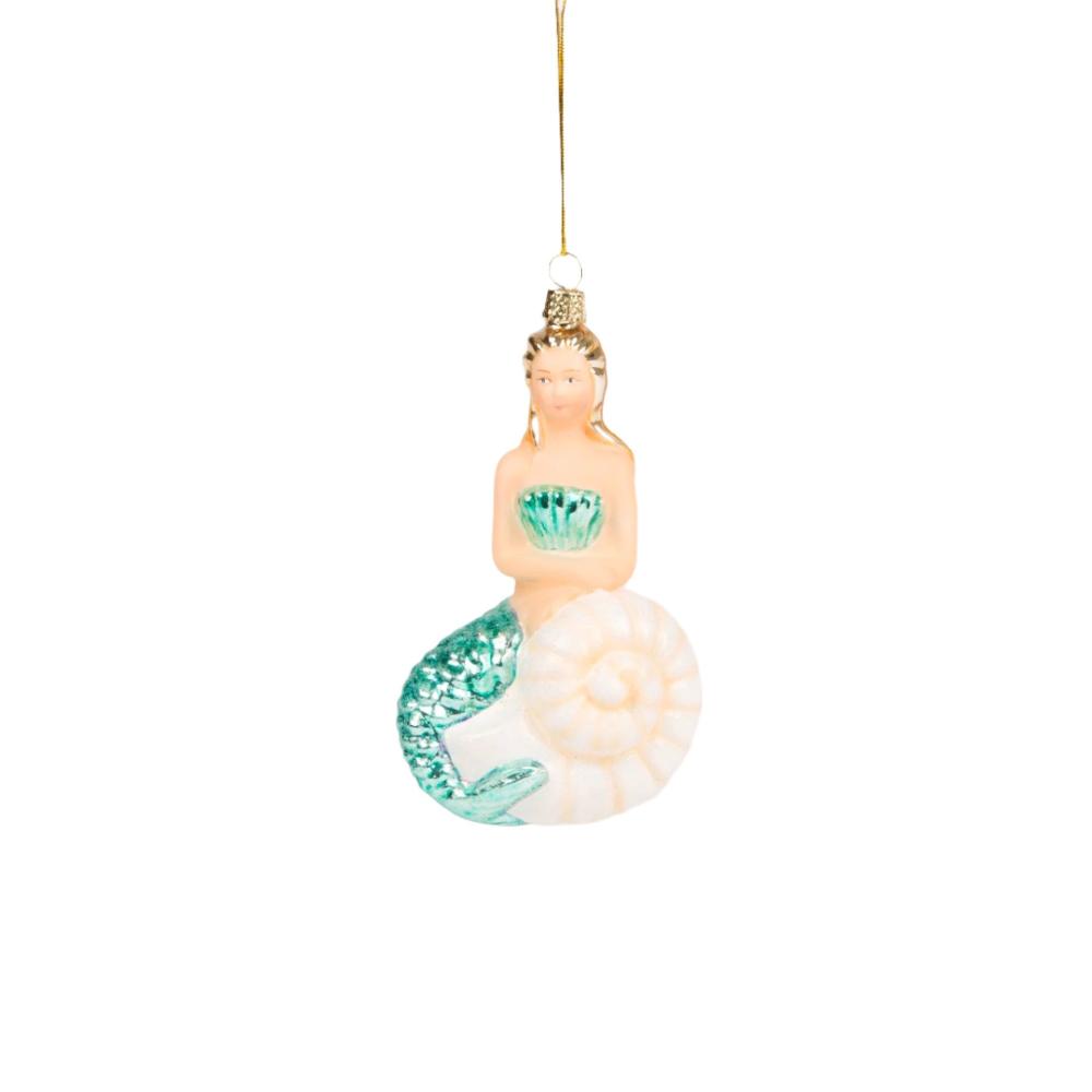 THE NIFTY NOOK New Mystical Mermaid Decorative Gold Antiqued Glass Fis