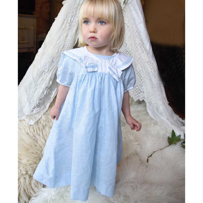 powder blue linen dress