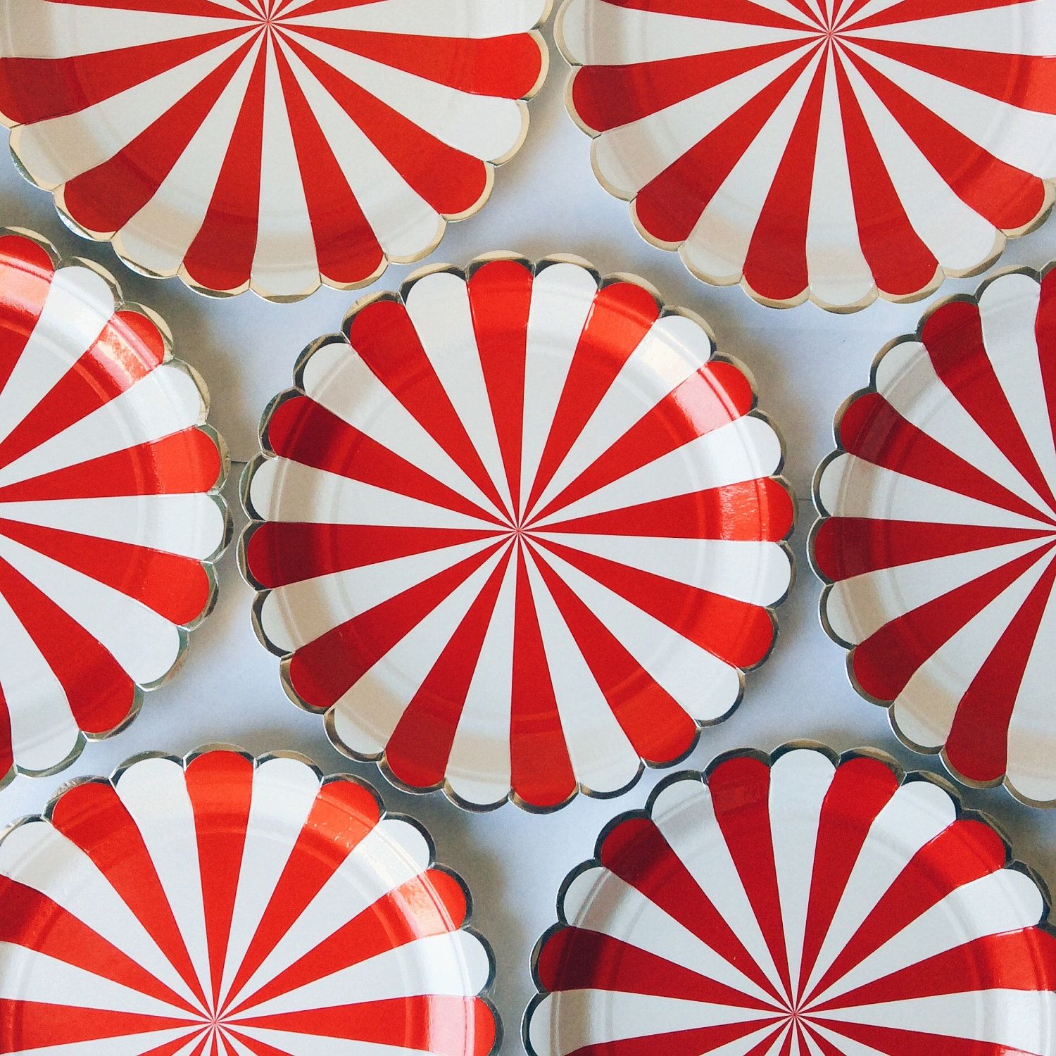 red and white paper plates