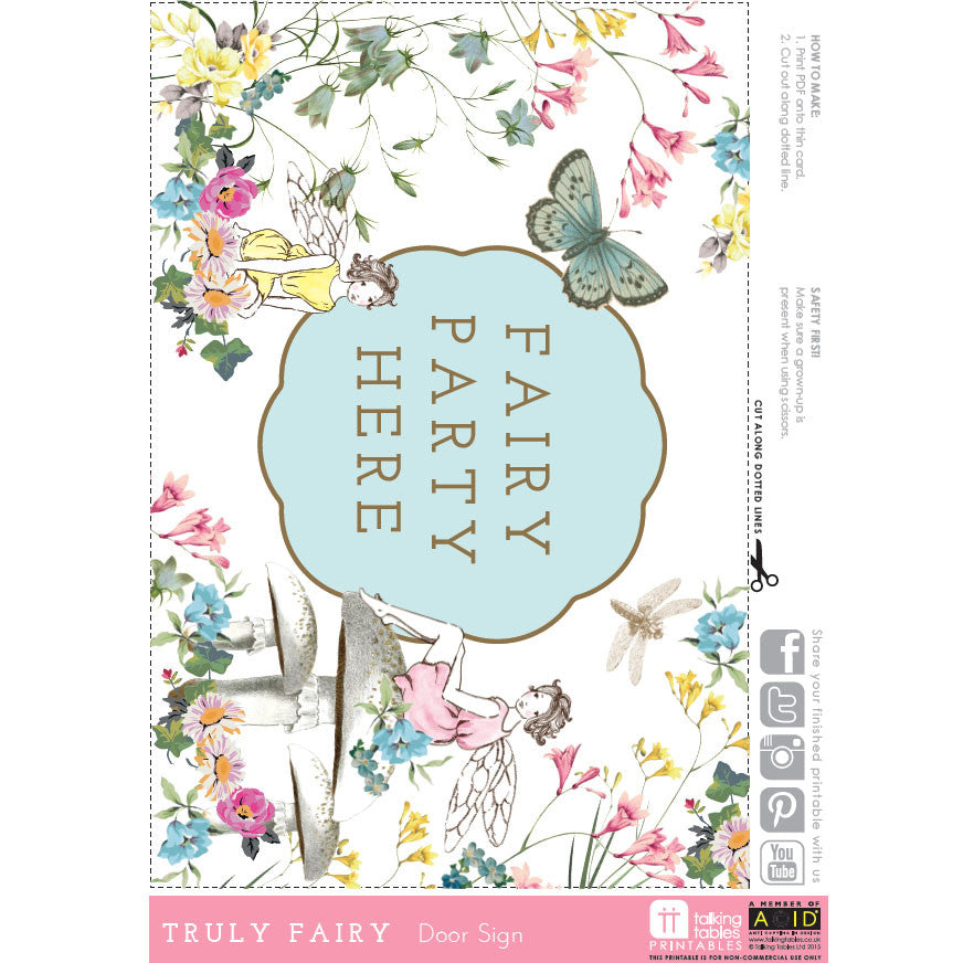 Truly Fairy Party Free Printable Door Sign Le Petite Putti Canada Putti Fine Furnishings