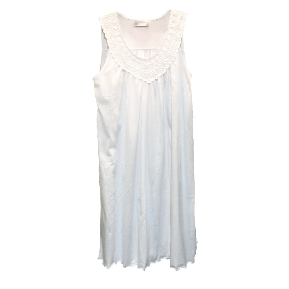 white cotton sleeveless nightgown