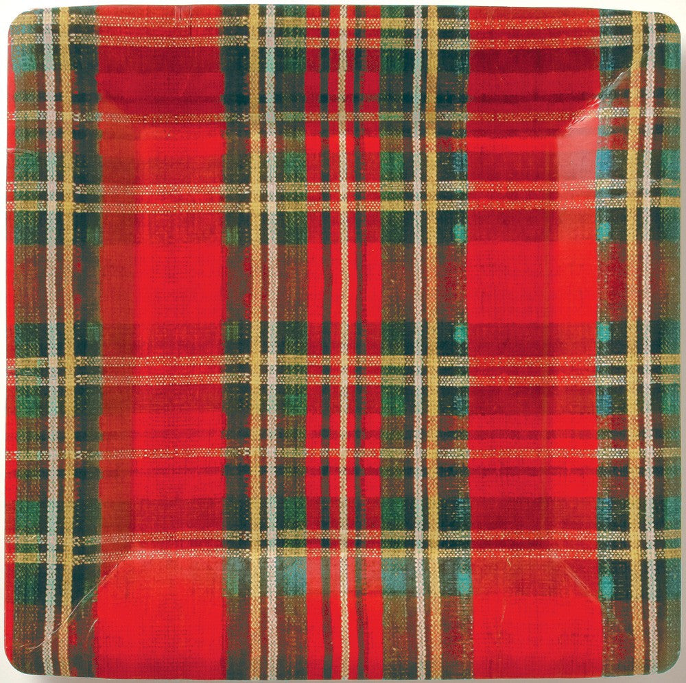 plaid paper plates