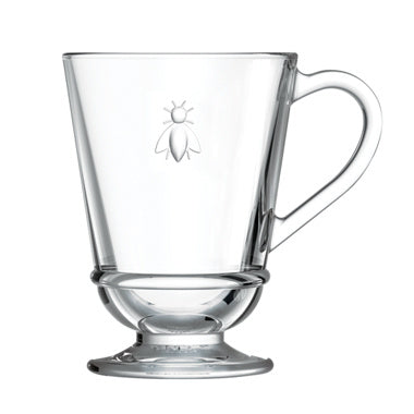 footed glass mug