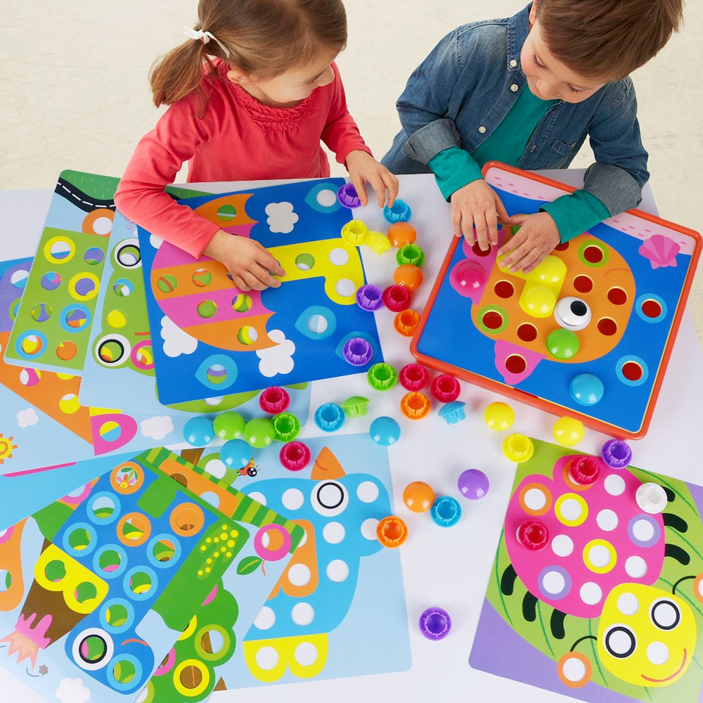 amosting color matching mosaic pegboard early learning educational toys for boys and girls