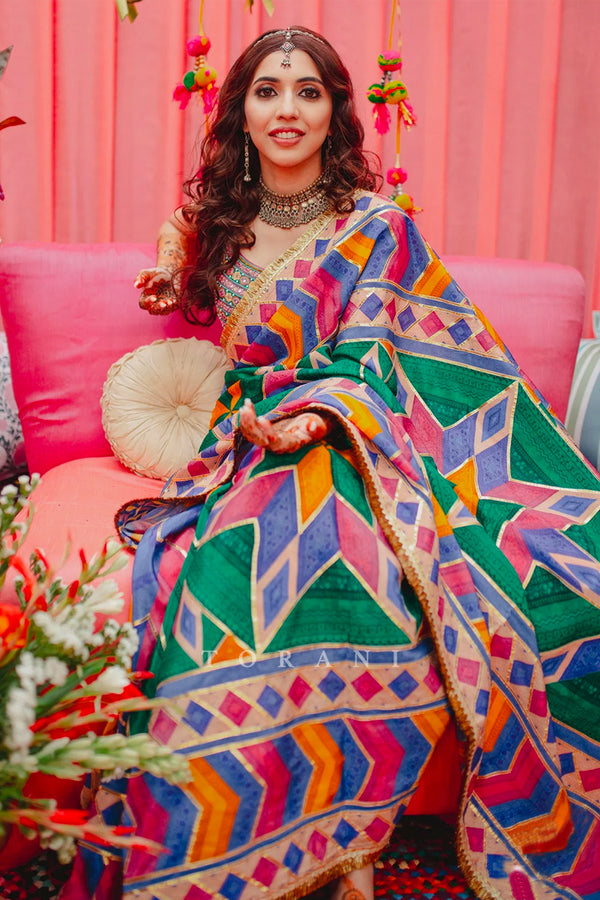 Neha and Vinay In Custom made Saree and Bandi Set – Torani India