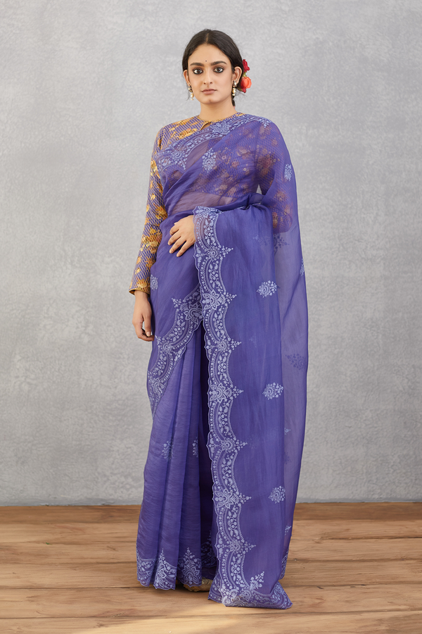 Dahlia Purple Woven Banarasi Brocade Silk Saree – Zari Banaras