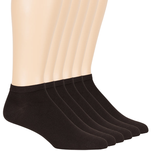 Men Bamboo Ankle Socks- 6-Pack- M/L - Solid- Assorted- Multicolor