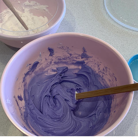 Partially finished purple Royal icing