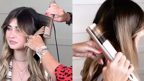how to style curtain bangs curling iron