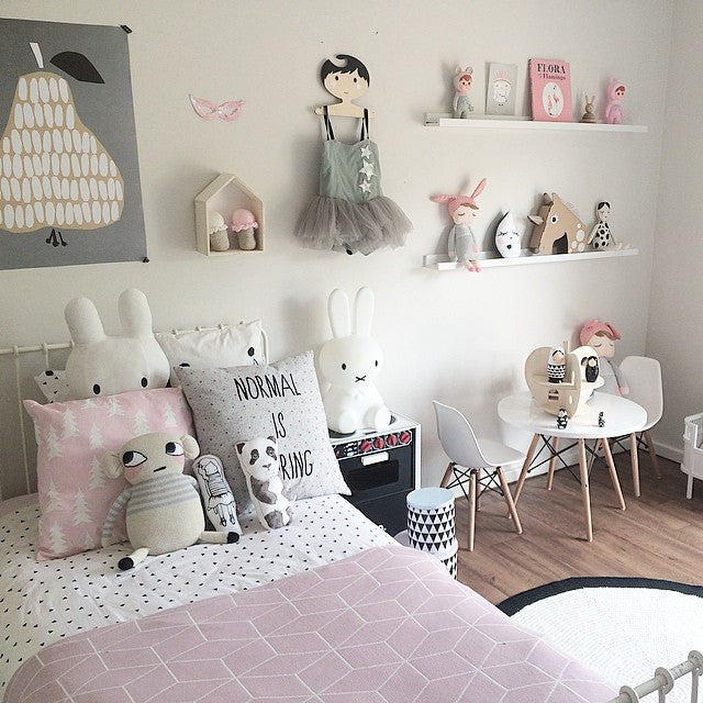 grey and pink childrens bedroom