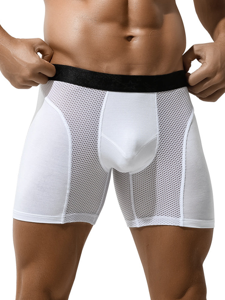 Mens Long Anti Chafing Athletic Boxer Briefs Omffiby 4108