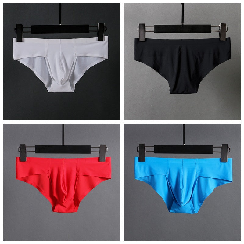 Men's Solid Ice Silk Breathable Briefs | Omffiby