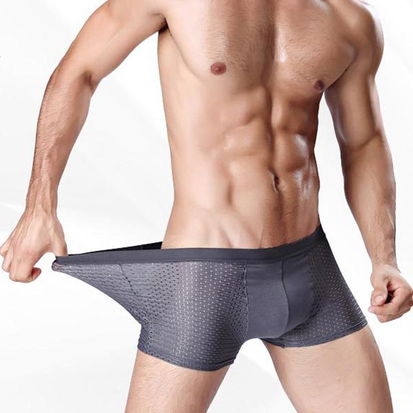 4pcs Mesh Breathable Ice Silk Underwear Boxer Omffiby 