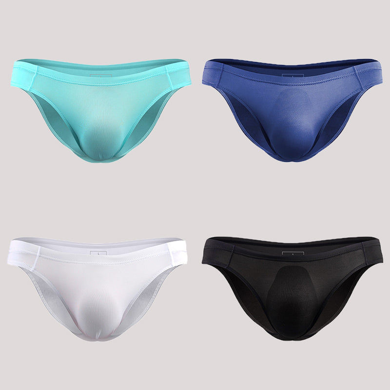 4 Pack Men's Support Pouch Traceless Ice Silk Underwear | Omffiby