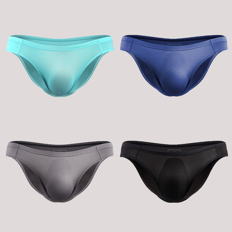 4 Pack Men's Support Pouch Traceless Ice Silk Underwear | Omffiby