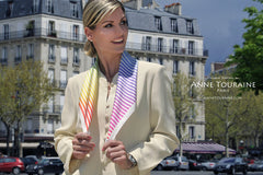 French silk scarf multicolor stripes SPRING by ANNE TOURAINE Paris