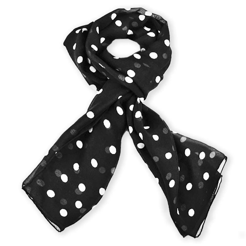 Black polka dot scarf - 67x26