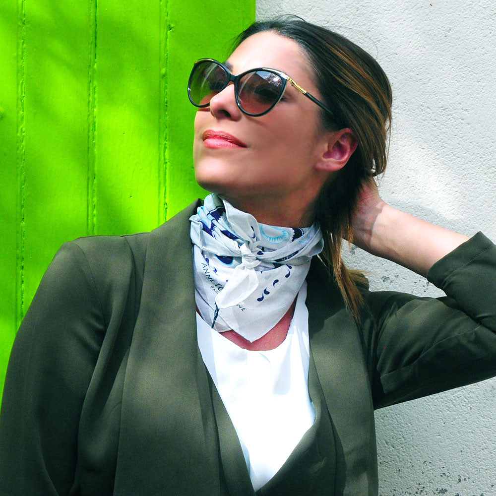 voorzetsel stikstof essay SILK-COTTON BANDANA - Grey - 27" x 27" - ANNE TOURAINE Paris™ Scarves &  Foulards