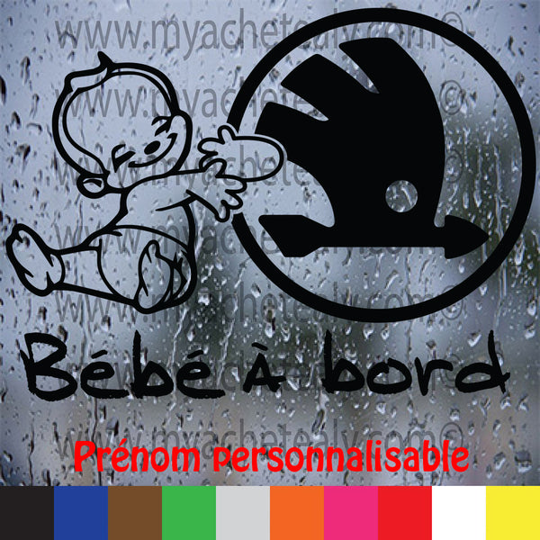 Sticker Autocollant Bebe A Bord Skoda Prenom Personnalise Myachetealy