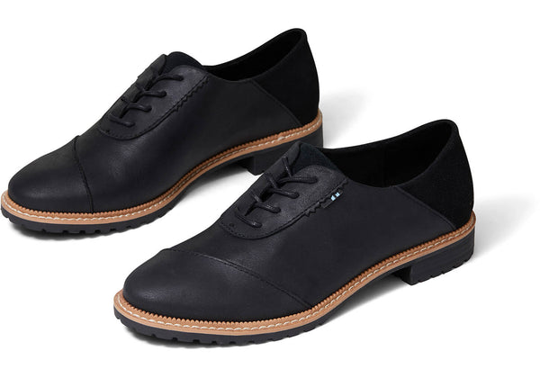 Ainsley Black Leather Suede Dress Shoes 