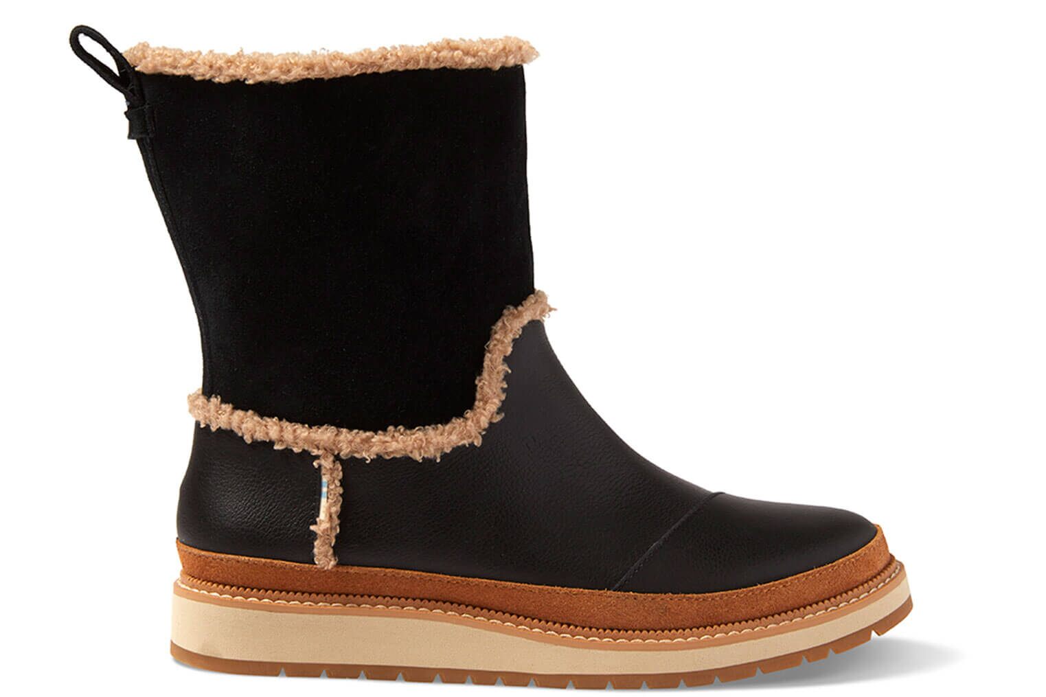 Makenna Black Leather Suede Boots 